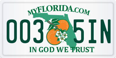 FL license plate 0035IN