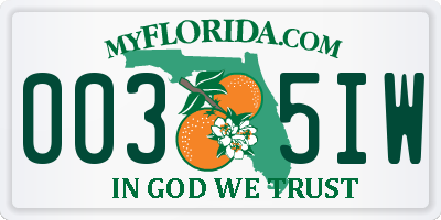 FL license plate 0035IW