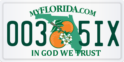 FL license plate 0035IX