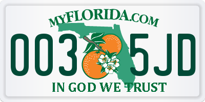 FL license plate 0035JD