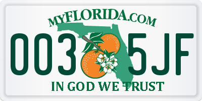 FL license plate 0035JF