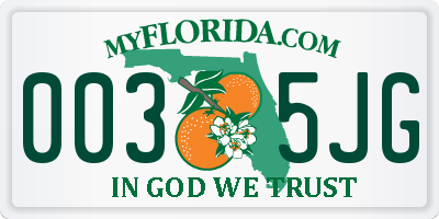 FL license plate 0035JG