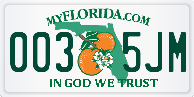 FL license plate 0035JM