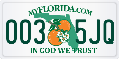 FL license plate 0035JQ