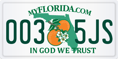FL license plate 0035JS