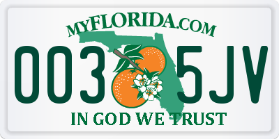 FL license plate 0035JV