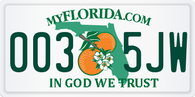 FL license plate 0035JW