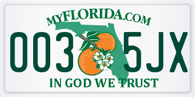 FL license plate 0035JX