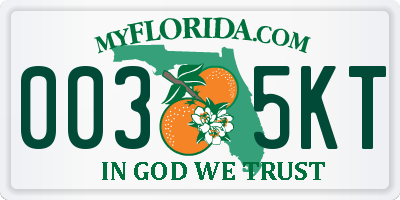 FL license plate 0035KT