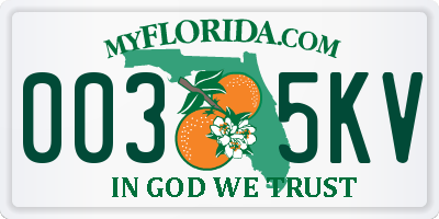 FL license plate 0035KV