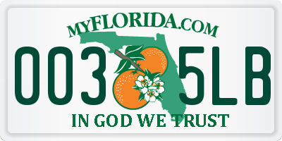 FL license plate 0035LB