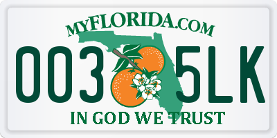 FL license plate 0035LK