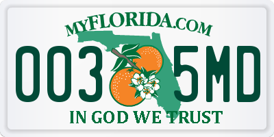 FL license plate 0035MD