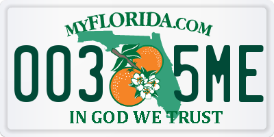FL license plate 0035ME