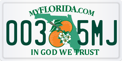 FL license plate 0035MJ