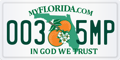 FL license plate 0035MP