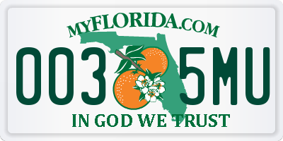 FL license plate 0035MU