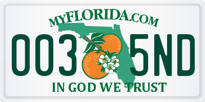 FL license plate 0035ND