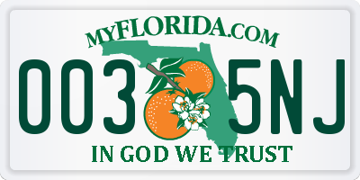 FL license plate 0035NJ