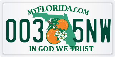 FL license plate 0035NW