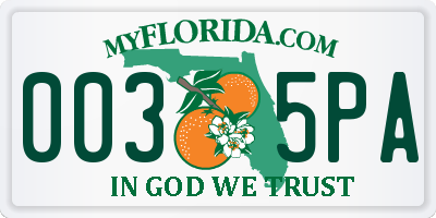FL license plate 0035PA