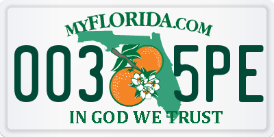 FL license plate 0035PE