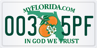 FL license plate 0035PF