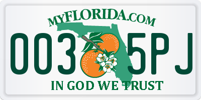 FL license plate 0035PJ