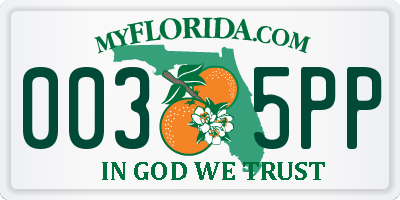 FL license plate 0035PP