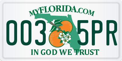 FL license plate 0035PR