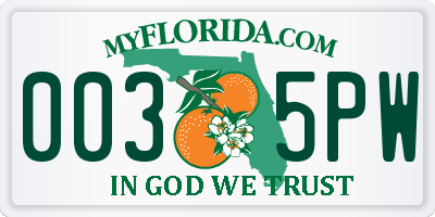 FL license plate 0035PW
