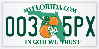 FL license plate 0035PX