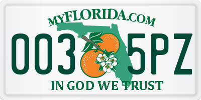 FL license plate 0035PZ