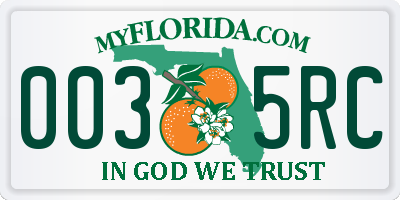 FL license plate 0035RC