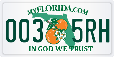 FL license plate 0035RH