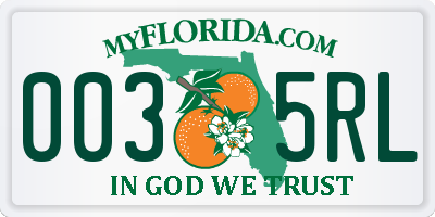 FL license plate 0035RL