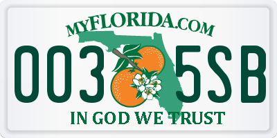 FL license plate 0035SB