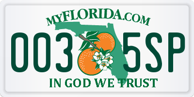 FL license plate 0035SP
