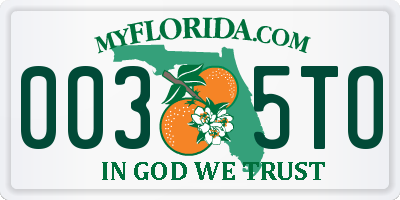 FL license plate 0035TO