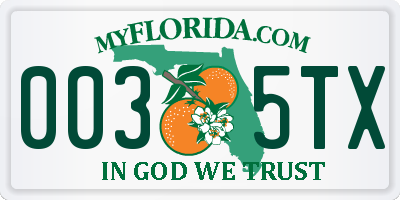 FL license plate 0035TX
