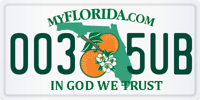 FL license plate 0035UB