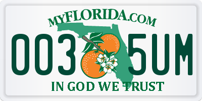 FL license plate 0035UM