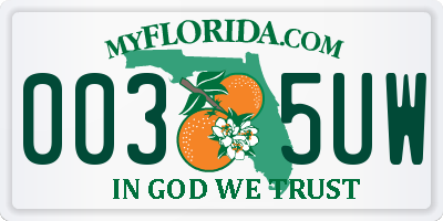 FL license plate 0035UW