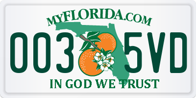 FL license plate 0035VD