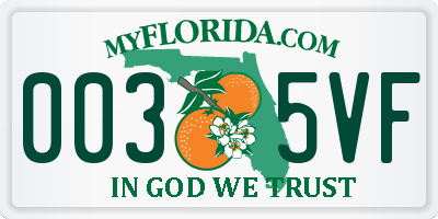 FL license plate 0035VF