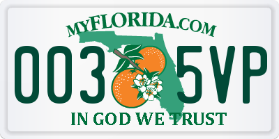 FL license plate 0035VP