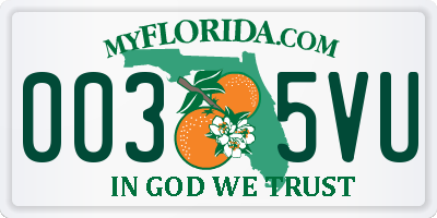 FL license plate 0035VU