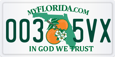 FL license plate 0035VX