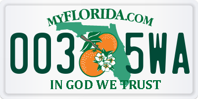 FL license plate 0035WA