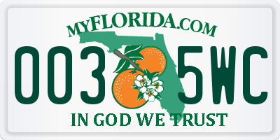 FL license plate 0035WC